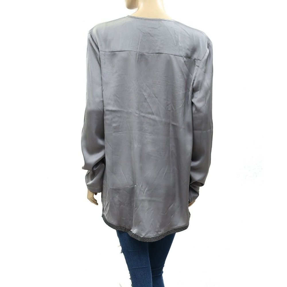 Asos Design Solid Tunic Top Printed Gray Long Sle… - image 3